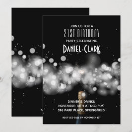 Champagne Sparkle 21st Birthday Party Kaart