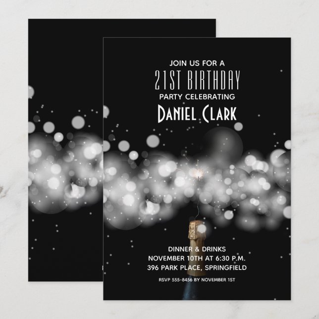 Champagne Sparkle Birthday Party (Voorkant / Achterkant)