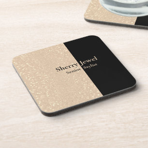 Champagne Sparkle Custom Glitter & Zwart Bier Onderzetter