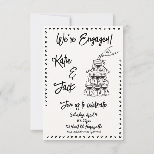 Champagne Stack Verloving Uitnodiging (Voorkant)