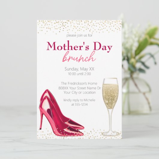 Champagne & Stilettos Moederdag Brunch Kaart (Staand voorkant)