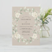 Champagne Stille Bladgroen Eucalyptus Bruiloft Kaart (Staand voorkant)
