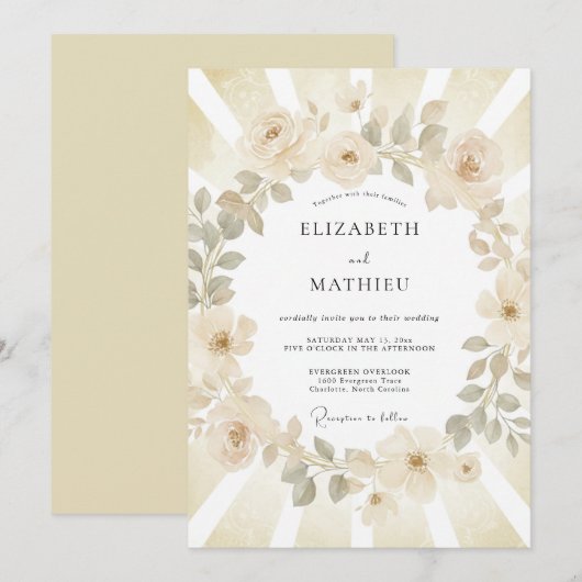 Champagne Stralende Zomer Bruiloft Kaart (Voorkant / Achterkant)