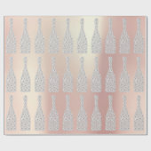 Champagne Swarovski Crystals Diamond Bottle Parly Cadeaupapier (Vlak)