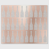 Champagne Swarovski Crystals Diamond Bottle Pink Cadeaupapier (Vlak)