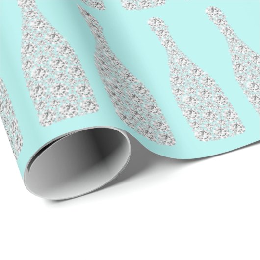 Champagne Swarovski Crystals Diamond Bottles Aqua Cadeaupapier (Rol Hoek)