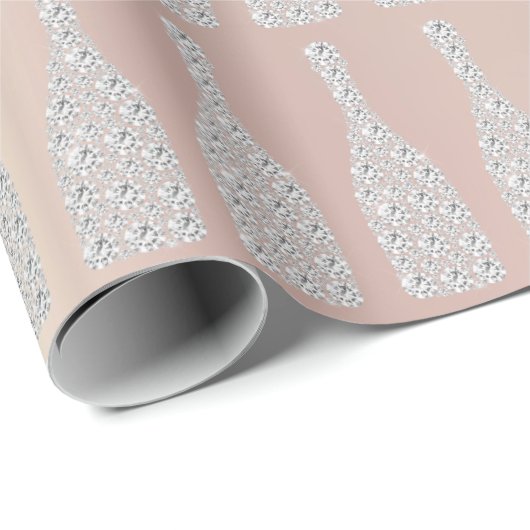 Champagne Swarovski Crystals Diamond Bottles Pearl Cadeaupapier (Rol Hoek)