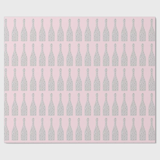 Champagne Swarovski Crystals Diamond Bottles Roze Cadeaupapier (Vlak)