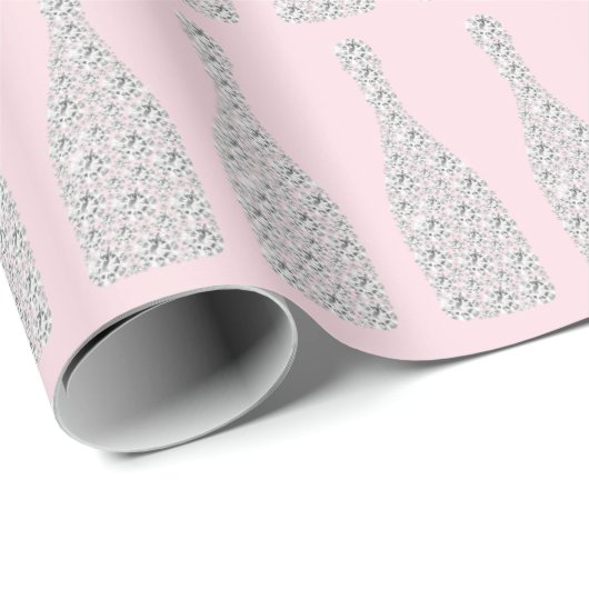 Champagne Swarovski Crystals Diamond Bottles Roze Cadeaupapier (Rol Hoek)