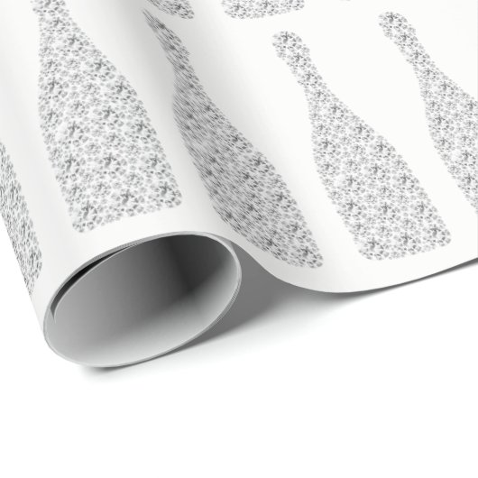 Champagne Swarovski Crystals Diamond Bottles White Cadeaupapier (Rol Hoek)