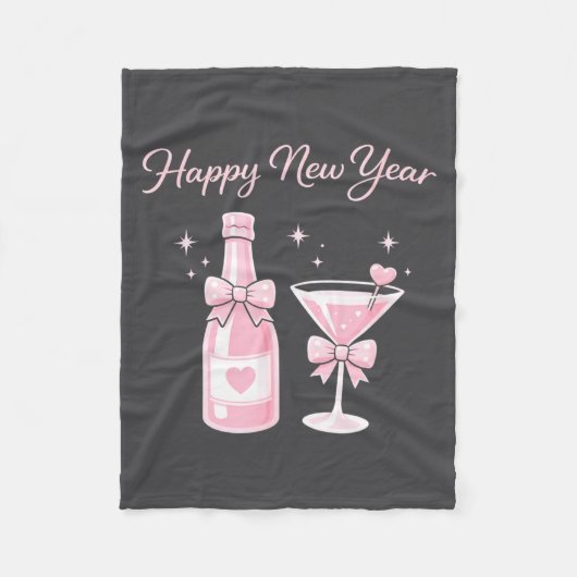 Champagne Swea Martini Coquette Happy New Year Par Fleece Deken (Voorkant)