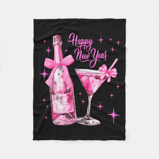 Champagne Swea Martini Coquette Happy New Year Par Fleece Deken (Voorkant)