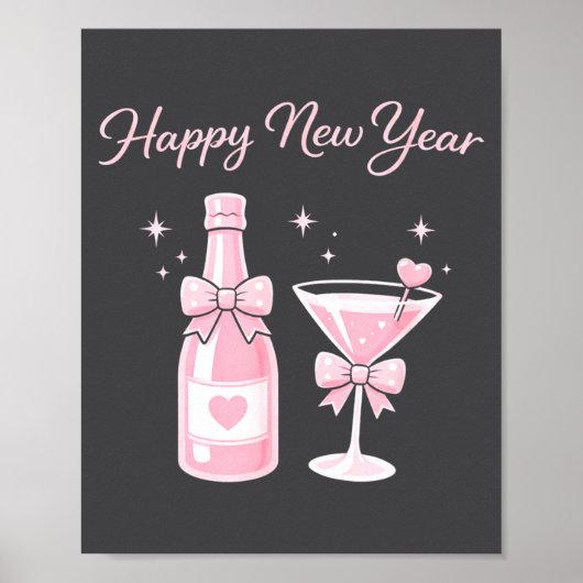 Champagne Swea Martini Coquette Happy New Year Par Poster (Voorkant)