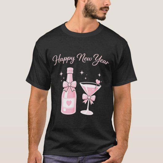Champagne Swea Martini Coquette Happy New Year Par T-shirt (Voorkant)