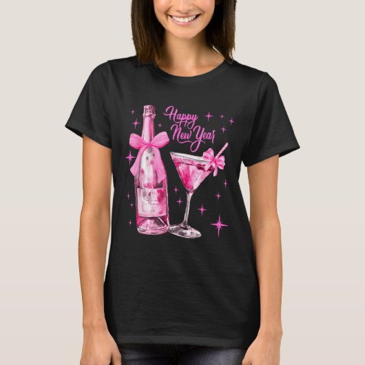 Champagne Swea Martini Coquette Happy New Year Par T-shirt (Voorkant)