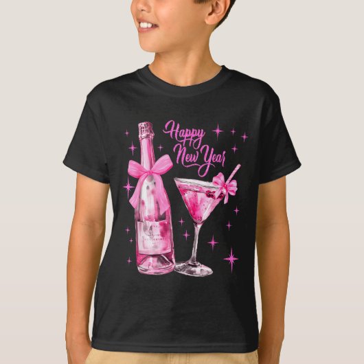 Champagne Swea Martini Coquette Happy New Year Par T-shirt (Voorkant)