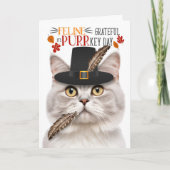 Champagne Tabby Cat dankbaar voor PURRkey Day Feestdagen Kaart (Voorkant)