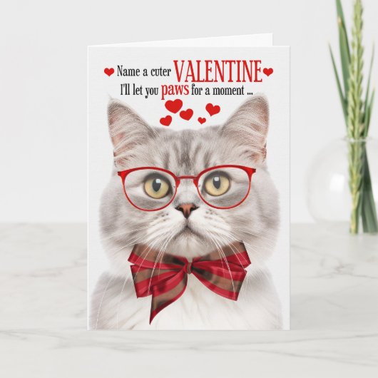 Champagne Tabby Cat Lover Valentijn Feline Humor Feestdagen Kaart (Voorkant)