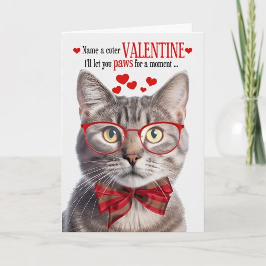 Champagne Tabby Kat Feline Humor Valentijnsdag Feestdagen Kaart (Voorkant)