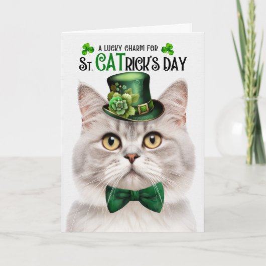 Champagne Tabby Kat St CATrick's Day Lucky Charm Feestdagen Kaart (Voorkant)