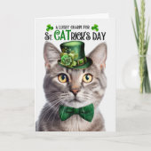 Champagne Tabby Kat St CATrick's Day Lucky Charm Feestdagen Kaart (Voorkant)