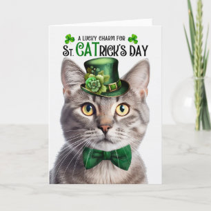 Champagne Tabby Kat St CATrick's Day Lucky Charm Feestdagen Kaart