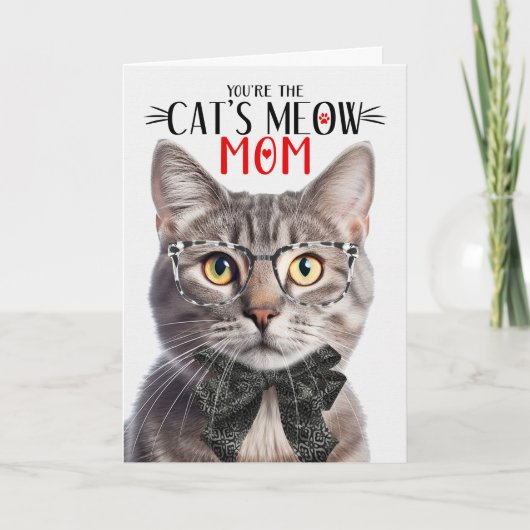 Champagne Tabby Kat voor Mam op Moederdag Feestdagen Kaart (Voorkant)