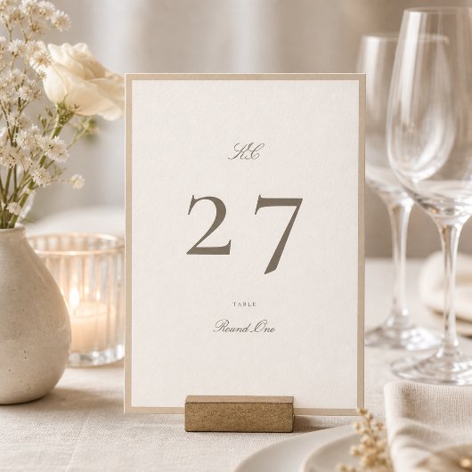 Champagne Taupe 5 x 7 Tafelnummer Bruiloft
