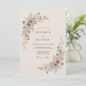 Champagne Taupe Bladerige Bruiloft Kaart (Staand voorkant)