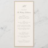 Champagne Taupe Formeel Huwelijk Menu (Voorkant)