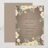 Champagne Taupe Ranunculus Eucalyptus Bruiloft Kaart (Voorkant / Achterkant)