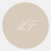 Champagne Taupe Trouw Monogram Sticker (Voorkant)