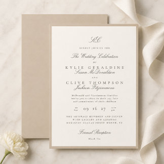 Champagne Taupe Trouwfeest Kaart