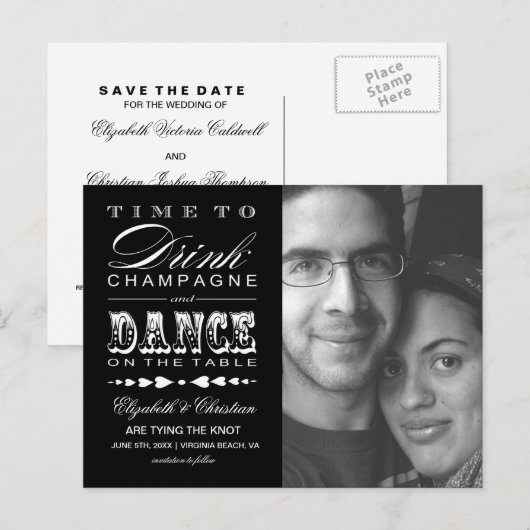 Champagne Theatre Bill SAVE THE DATE Briefkaart (Voorkant / Achterkant)