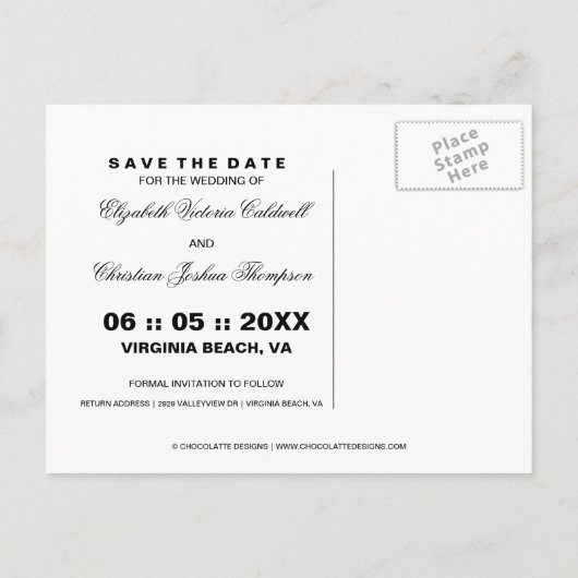 Champagne Theatre Bill SAVE THE DATE Briefkaart (Achterkant)