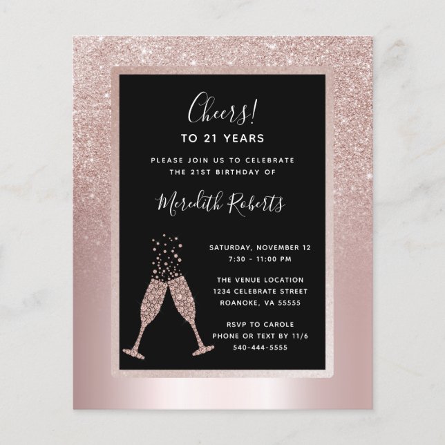 Champagne Toast 21st Birthday Party Invitation (Voorkant)