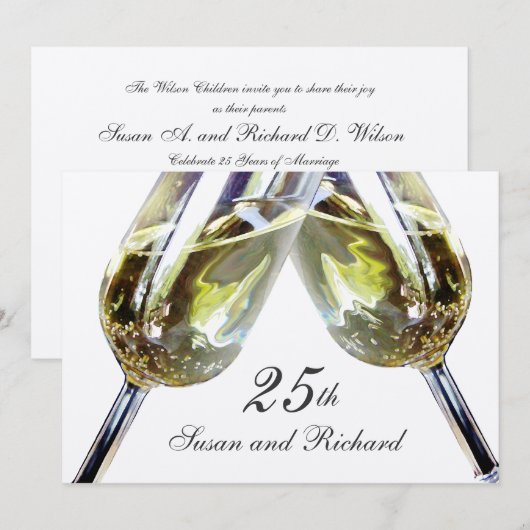 Champagne Toast 25e Jubileum Kaart (Voorkant / Achterkant)