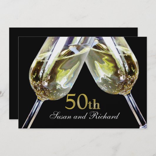 Champagne Toast 50ste Jubileum Kaart (Voorkant / Achterkant)