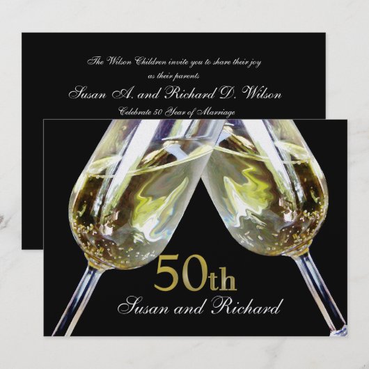 Champagne Toast / 50ste Jubileum Kaart (Voorkant / Achterkant)