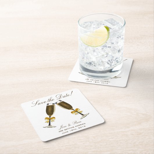 Champagne Toast Bewaar de datum Kartonnen Onderzetters (Insitu)
