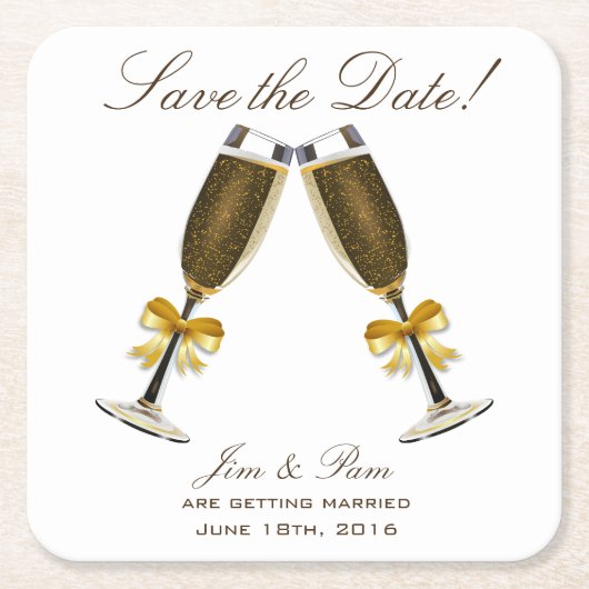 Champagne Toast Bewaar de datum Kartonnen Onderzetters (Voorkant)