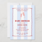 Champagne Toast Blauw & Rood Wavy Border Baby show Kaart (Voorkant)
