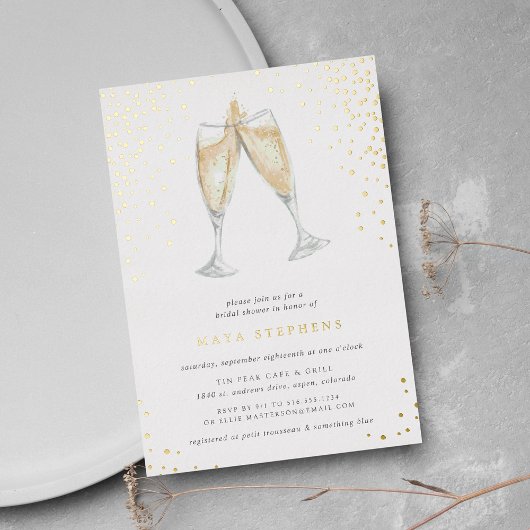 Champagne Toast | Bruidsbruiloft Folie Uitnodiging