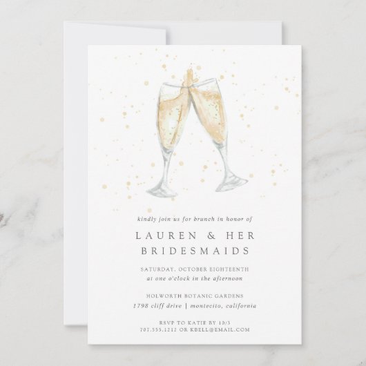 Champagne Toast | Bruidsmeisjes Brunch Uitnodiging (Voorkant)