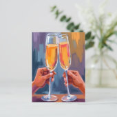 Champagne Toast | Celebratory Watercolor Painting Briefkaart (Staand voorkant)