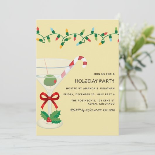 Champagne Toast Christmas Holiday Cocktail Party Kaart (Staand voorkant)