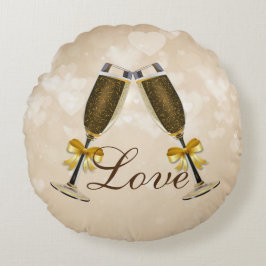 Champagne Toast Cream Hearts Rond Kussen