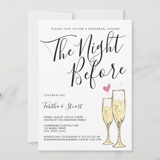 Champagne Toast de nacht voor het repetitief eten Kaart (Voorkant)