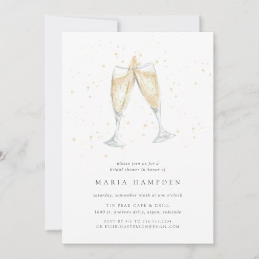 Champagne Toast Dubbelzijdige Bruidsuitnodiging Kaart (Voorkant)