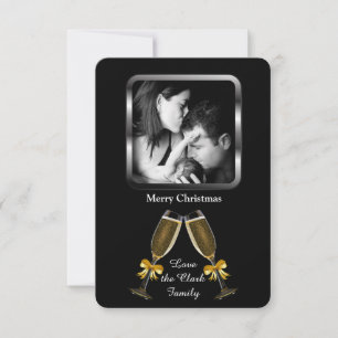 Champagne Toast Elegant Custom Photo Kaart